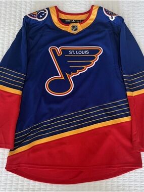 St. Louis Blues Adidas Retro Aeroready NHL Hockey Jersey Mens size 46 Red Stripe